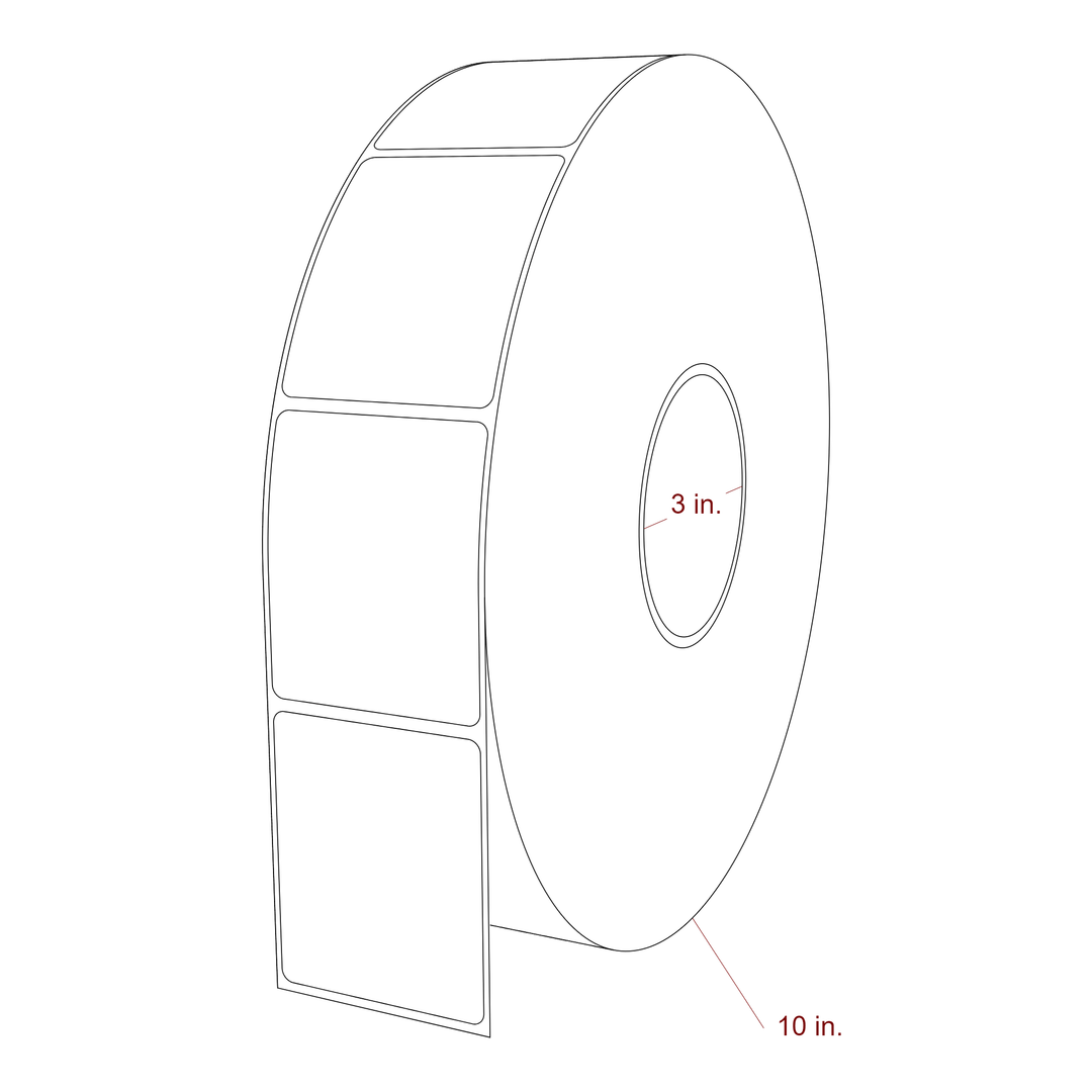 2.25 Inch x 2.75 Inch Rectangle Inkjet Label Roll - 3 Inch Core - 10 Inch Roll OD - 3D Perspective