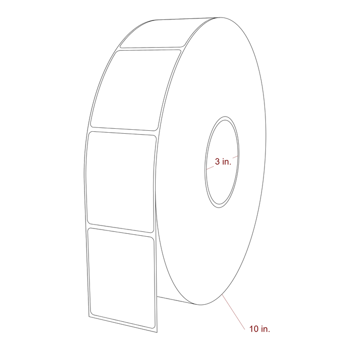 2.25 Inch x 2.75 Inch Rectangle Inkjet Label Roll - 3 Inch Core - 10 Inch Roll OD - 3D Perspective
