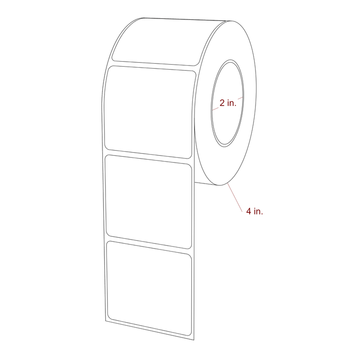 2.25 Inch x 2 Inch Rectangle Inkjet Label Roll - 2 Inch Core - 4 Inch Roll OD - 3D Perspective