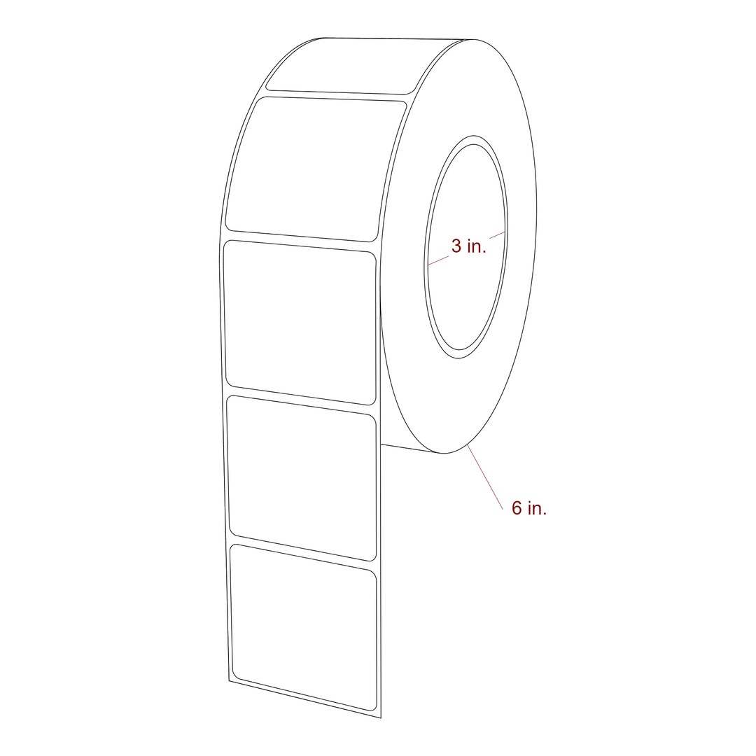 2.25 Inch x 2 Inch Rectangle Inkjet Label Roll - 3 Inch Core - 6 Inch Roll OD - 3D Perspective