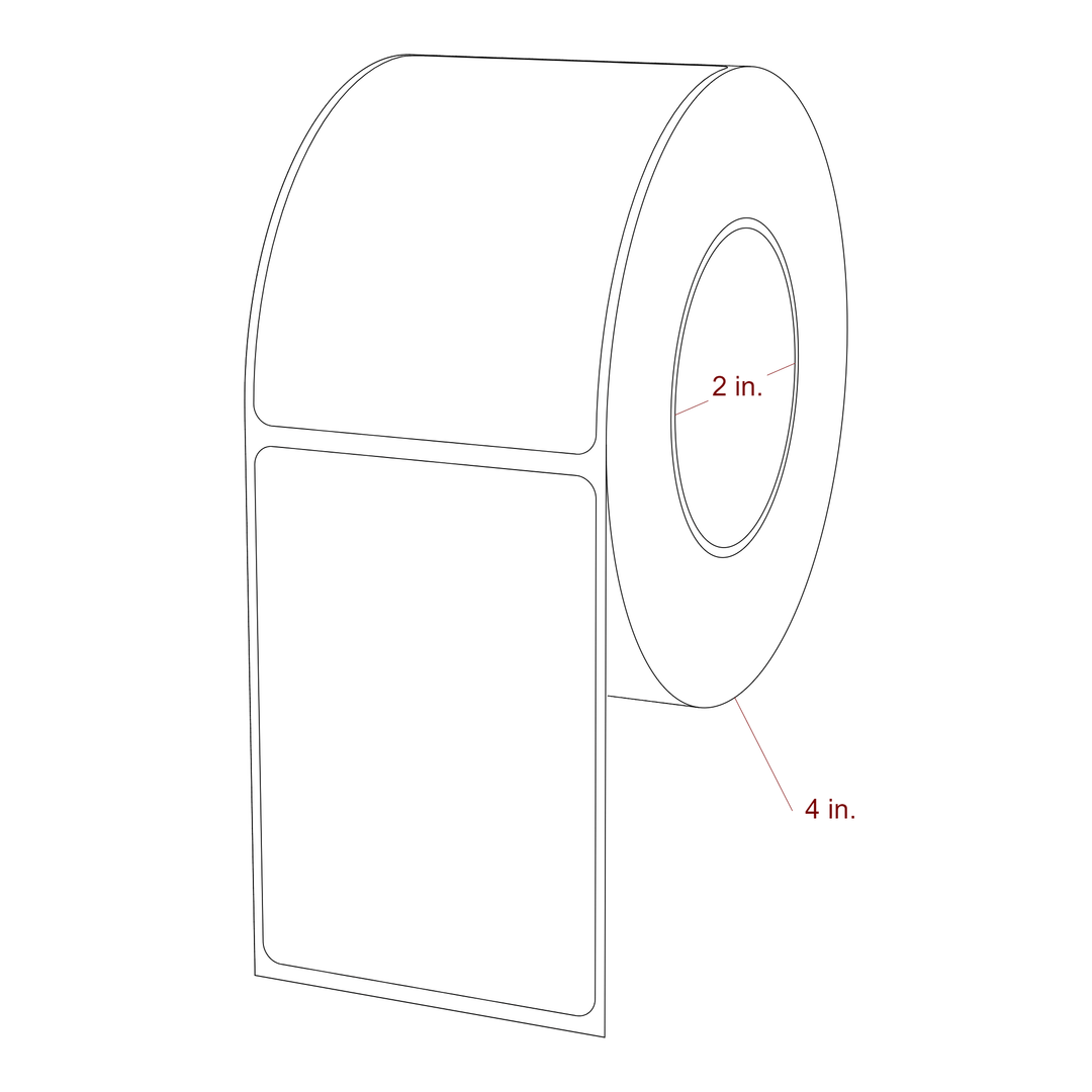 2.25 Inch x 3.25 Inch Rectangle Inkjet Label Roll - 2 Inch Core - 4 Inch Roll OD - 3D Perspective
