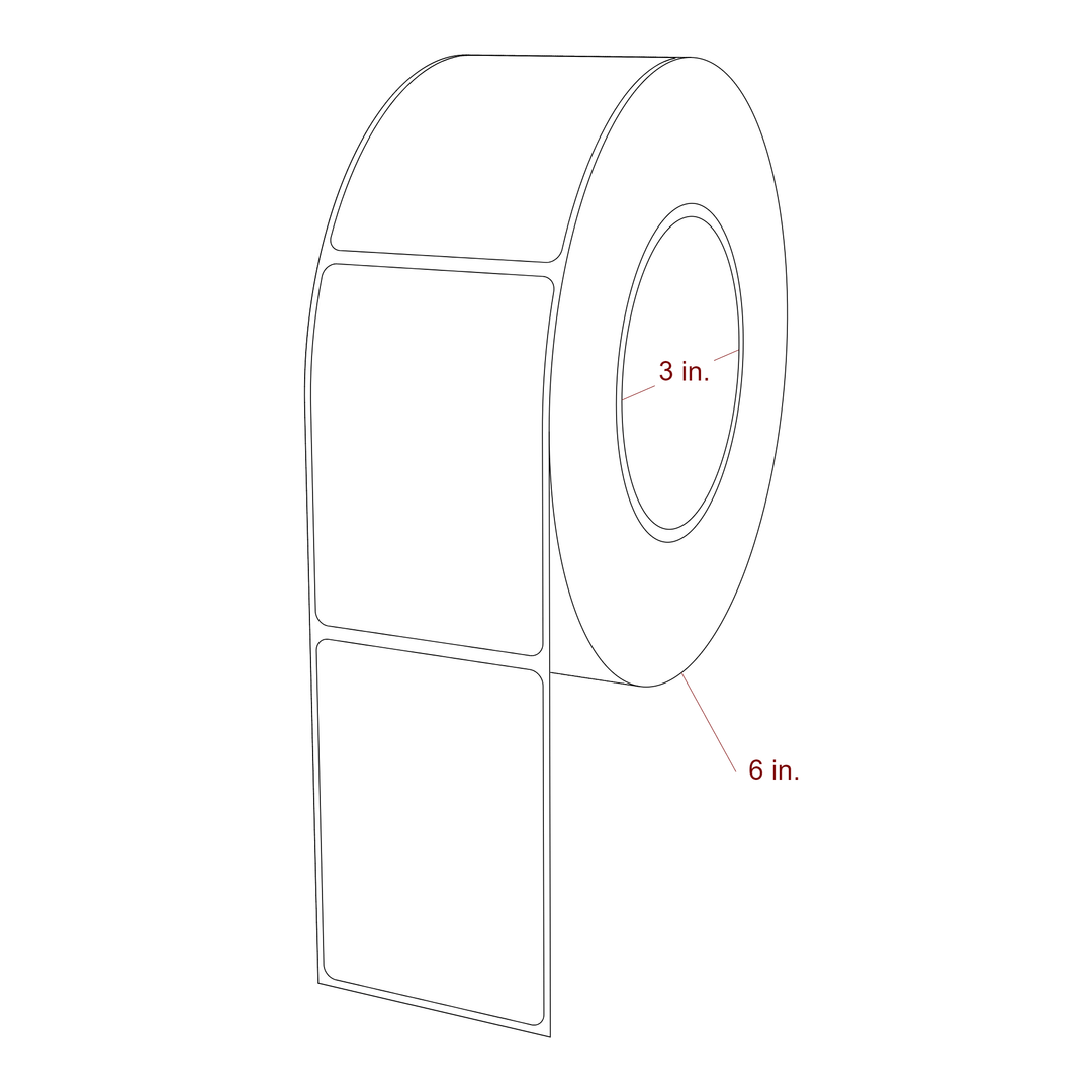 2.25 Inch x 3.25 Inch Rectangle Inkjet Label Roll - 3 Inch Core - 6 Inch Roll OD - 3D Perspective