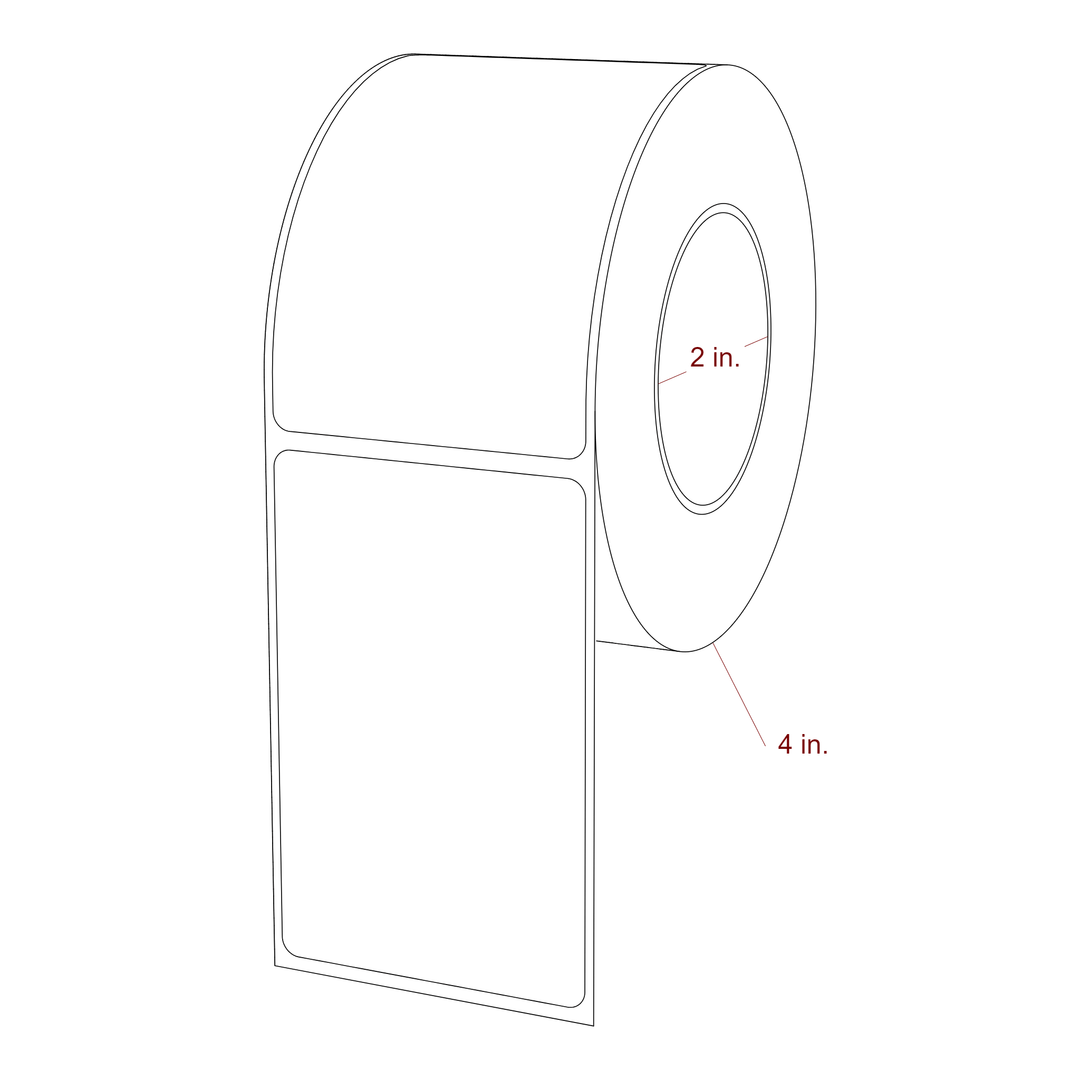 2.25 Inch x 3.5 Inch Rectangle Inkjet Label Roll - 2 Inch Core - 4 Inch Roll OD - 3D Perspective