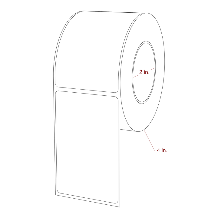 2.25 Inch x 3.5 Inch Rectangle Inkjet Label Roll - 2 Inch Core - 4 Inch Roll OD - 3D Perspective