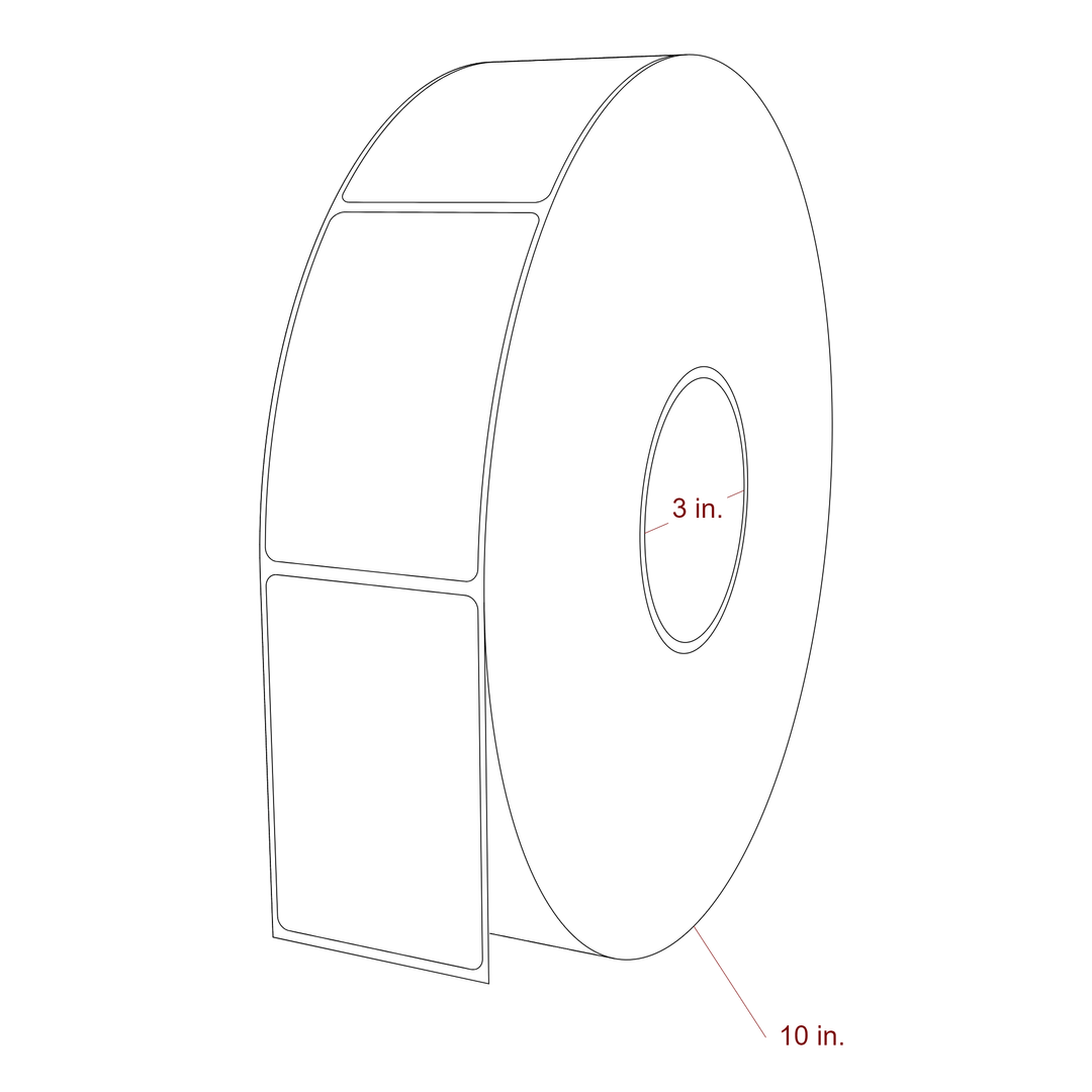 2.25 Inch x 3.5 Inch Rectangle Inkjet Label Roll - 3 Inch Core - 10 Inch Roll OD - 3D Perspective