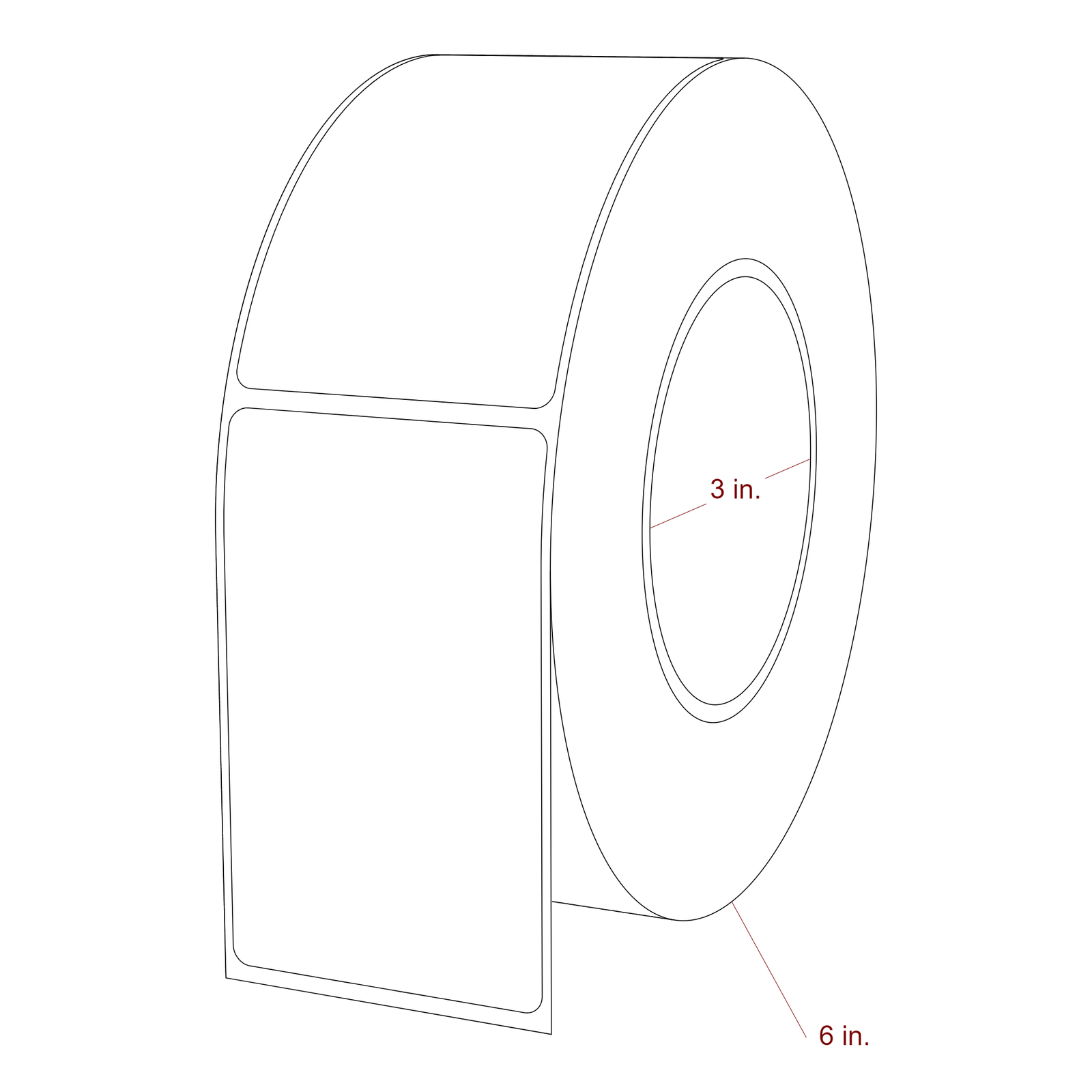 2.25" x 3.6875" Rectangle Roll for Epson ColorWorks, VIPColor & Primera Printers; 2.25" x 3.6875" Rectangle Label Diagram