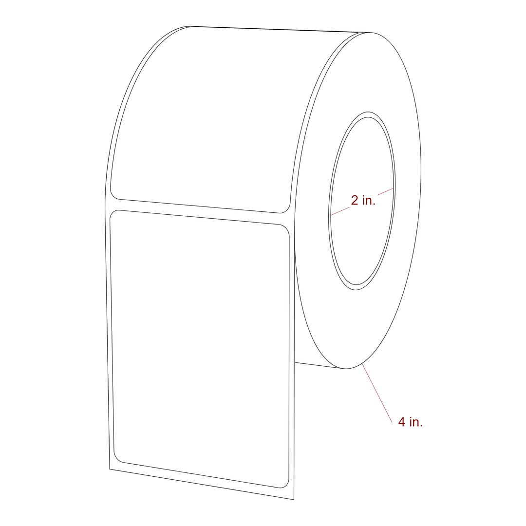 2.25 Inch x 3 Inch Rectangle Inkjet Label Roll - 2 Inch Core - 4 Inch Roll OD - 3D Perspective