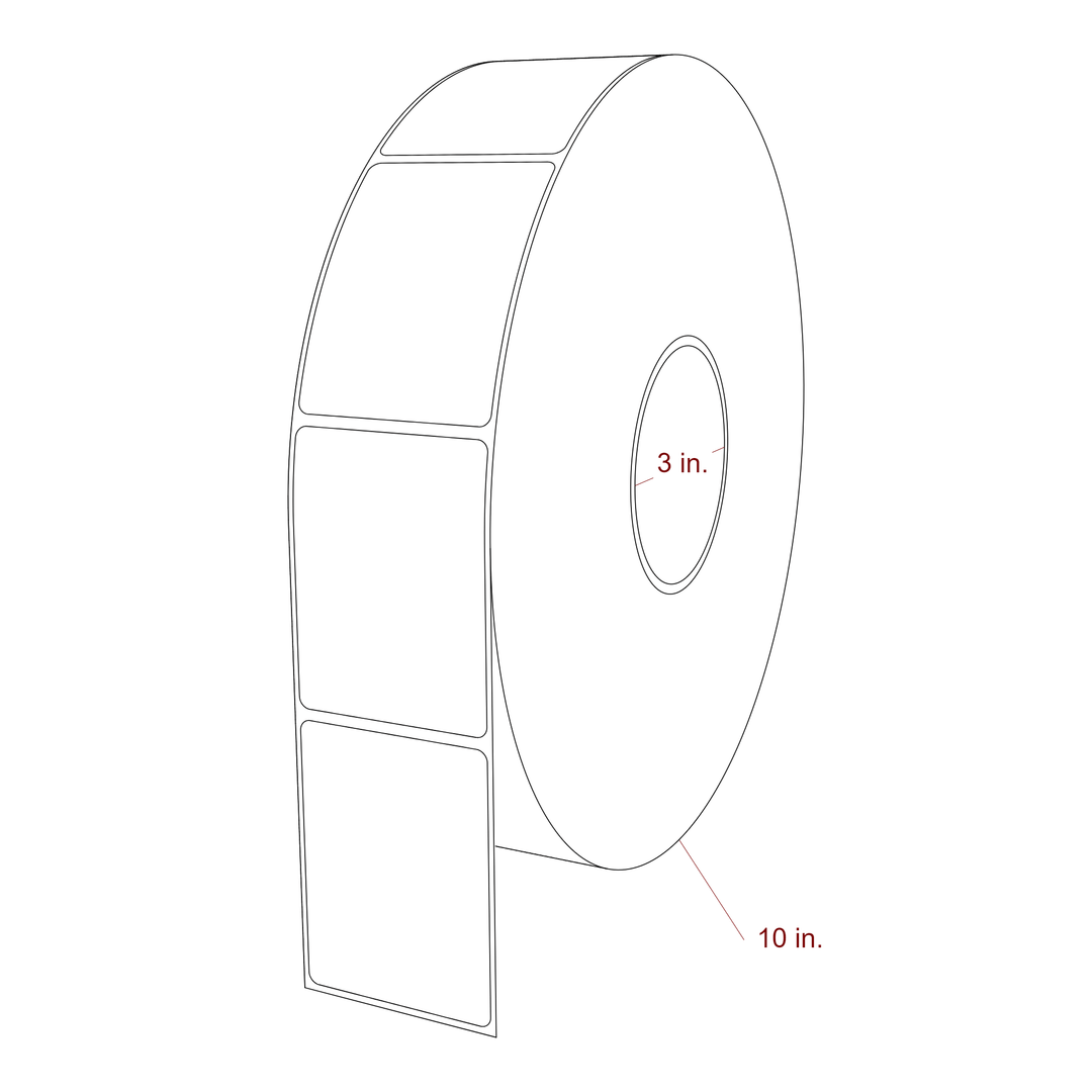 2.25 Inch x 3 Inch Rectangle Inkjet Label Roll - 3 Inch Core - 10 Inch Roll OD - 3D Perspective