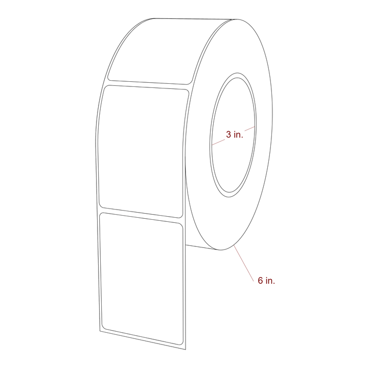 2.25 Inch x 3 Inch Rectangle Inkjet Label Roll - 3 Inch Core - 6 Inch Roll OD - 3D Perspective