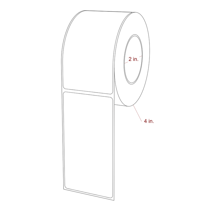 2.25 Inch x 4.25 Inch Rectangle Inkjet Label Roll - 2 Inch Core - 4 Inch Roll OD - 3D Perspective