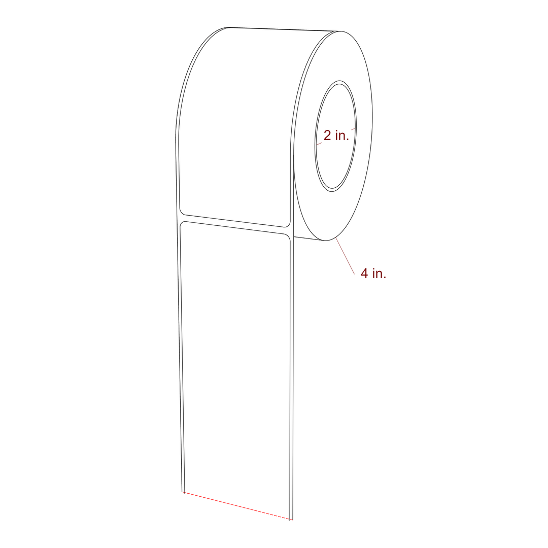 2.25 Inch x 4.5 Inch Rectangle Inkjet Label Roll - 2 Inch Core - 4 Inch Roll OD - 3D Perspective
