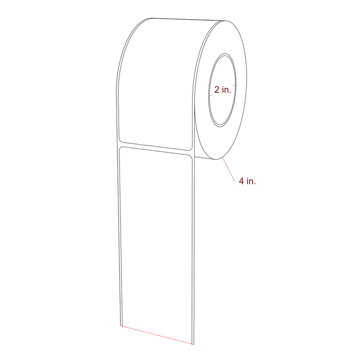 2.25 Inch x 4.5 Inch Rectangle Inkjet Label Roll - 2 Inch Core - 4 Inch Roll OD - 3D Perspective