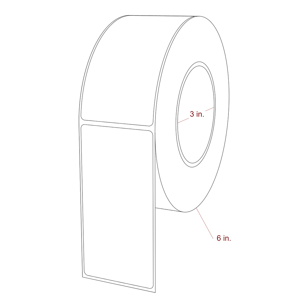 2.25 Inch x 4.5 Inch Rectangle Inkjet Label Roll - 3 Inch Core - 6 Inch Roll OD - 3D Perspective