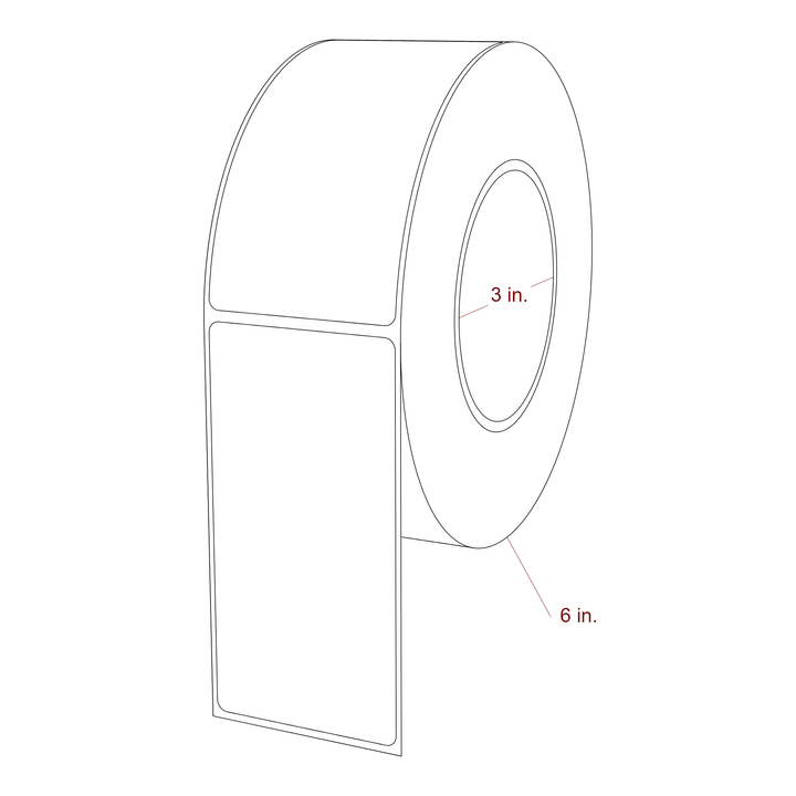 2.25 Inch x 4.5 Inch Rectangle Inkjet Label Roll - 3 Inch Core - 6 Inch Roll OD - 3D Perspective