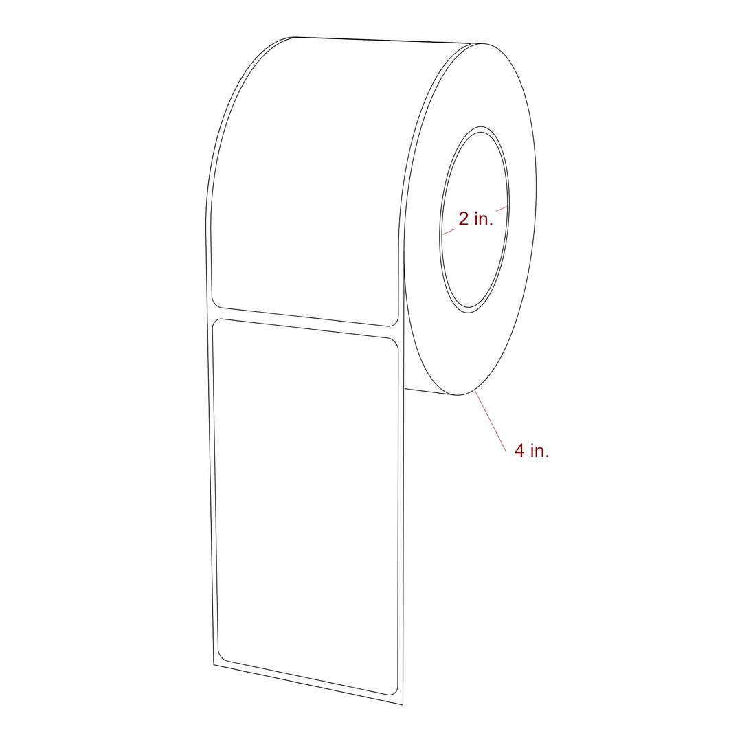 2.25 Inch x 4 Inch Rectangle Inkjet Label Roll - 2 Inch Core - 4 Inch Roll OD - 3D Perspective