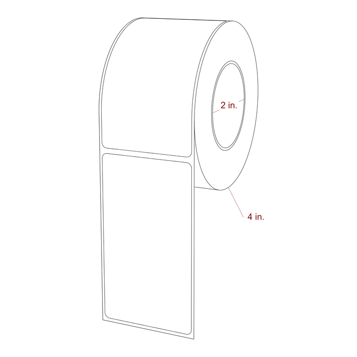 2.25 Inch x 4 Inch Rectangle Inkjet Label Roll - 2 Inch Core - 4 Inch Roll OD - 3D Perspective