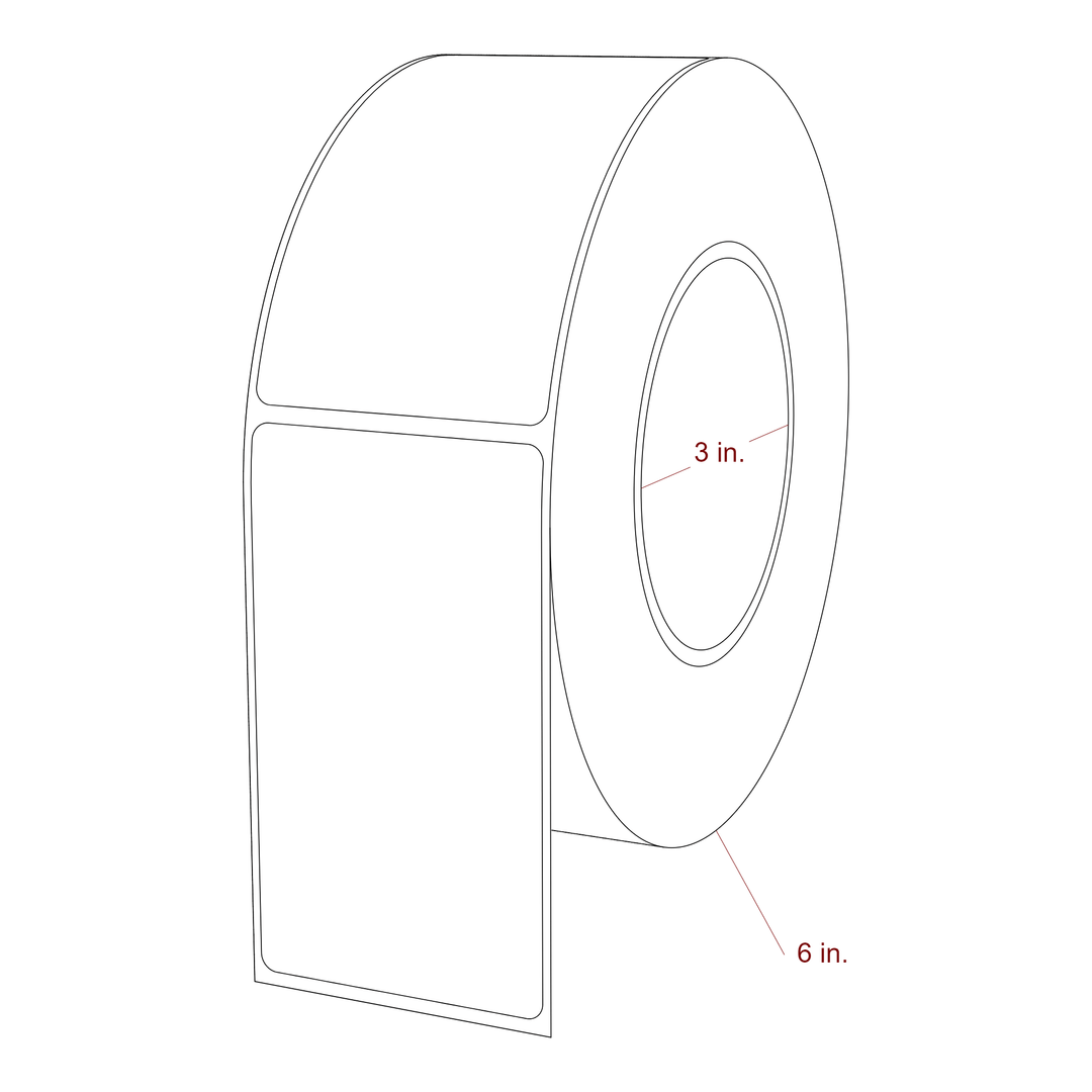 2.25 Inch x 4 Inch Rectangle Inkjet Label Roll - 3 Inch Core - 6 Inch Roll OD - 3D Perspective