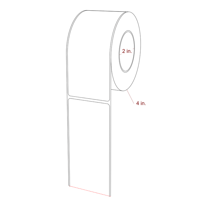 2.25 Inch x 5.25 Inch Rectangle Inkjet Label Roll - 2 Inch Core - 4 Inch Roll OD - 3D Perspective