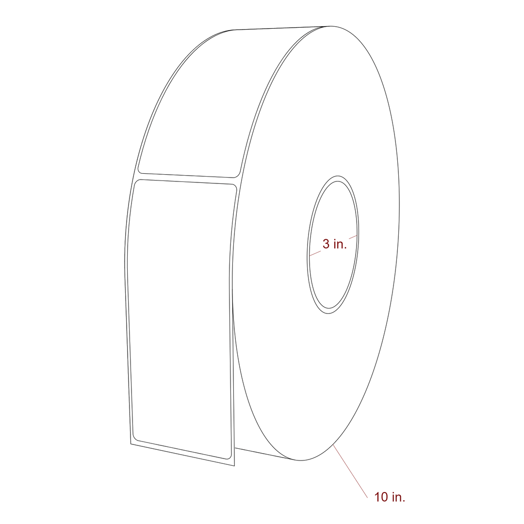 2.25 Inch x 5.25 Inch Rectangle Inkjet Label Roll - 3 Inch Core - 10 Inch Roll OD - 3D Perspective
