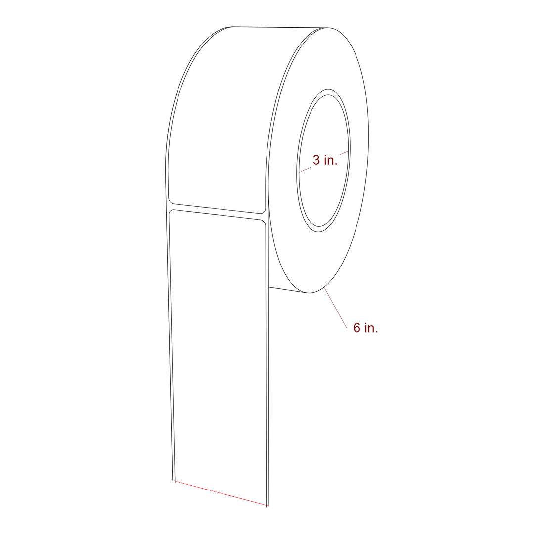 2.25 Inch x 5.25 Inch Rectangle Inkjet Label Roll - 3 Inch Core - 6 Inch Roll OD - 3D Perspective