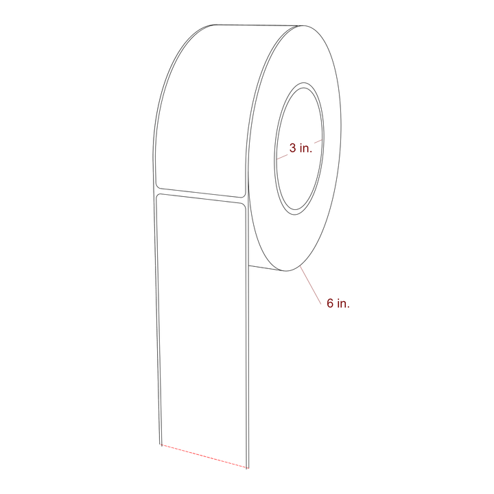 2.25 Inch x 5.25 Inch Rectangle Inkjet Label Roll - 3 Inch Core - 6 Inch Roll OD - 3D Perspective