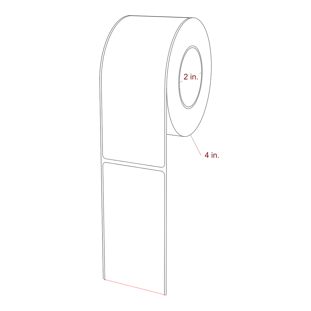 2.25 Inch x 5.75 Inch Rectangle Inkjet Label Roll - 2 Inch Core - 4 Inch Roll OD - 3D Perspective