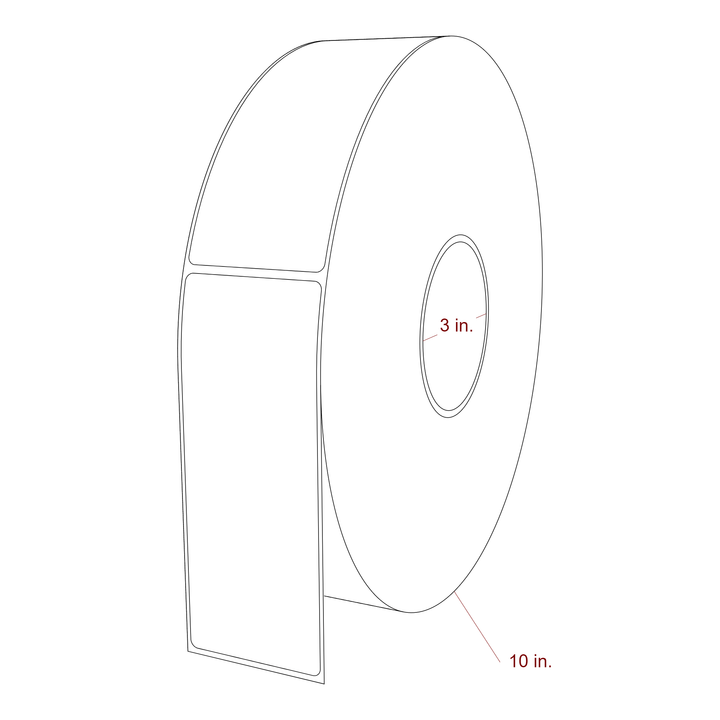 2.25 Inch x 5.75 Inch Rectangle Inkjet Label Roll - 3 Inch Core - 10 Inch Roll OD - 3D Perspective