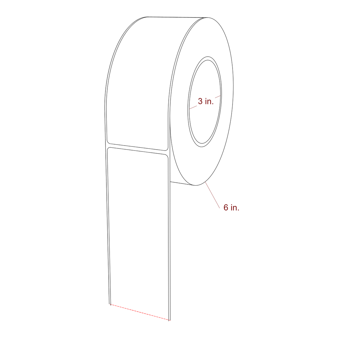 2.25 Inch x 5.75 Inch Rectangle Inkjet Label Roll - 3 Inch Core - 6 Inch Roll OD - 3D Perspective