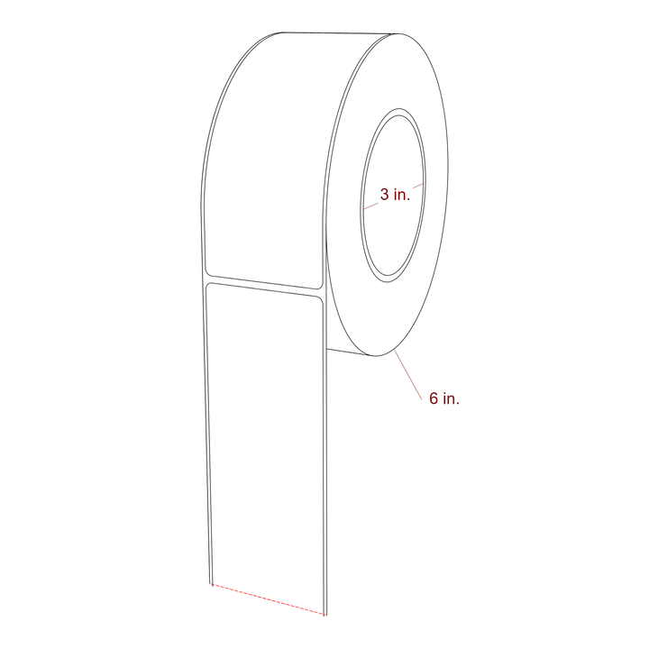 2.25 Inch x 5.75 Inch Rectangle Inkjet Label Roll - 3 Inch Core - 6 Inch Roll OD - 3D Perspective