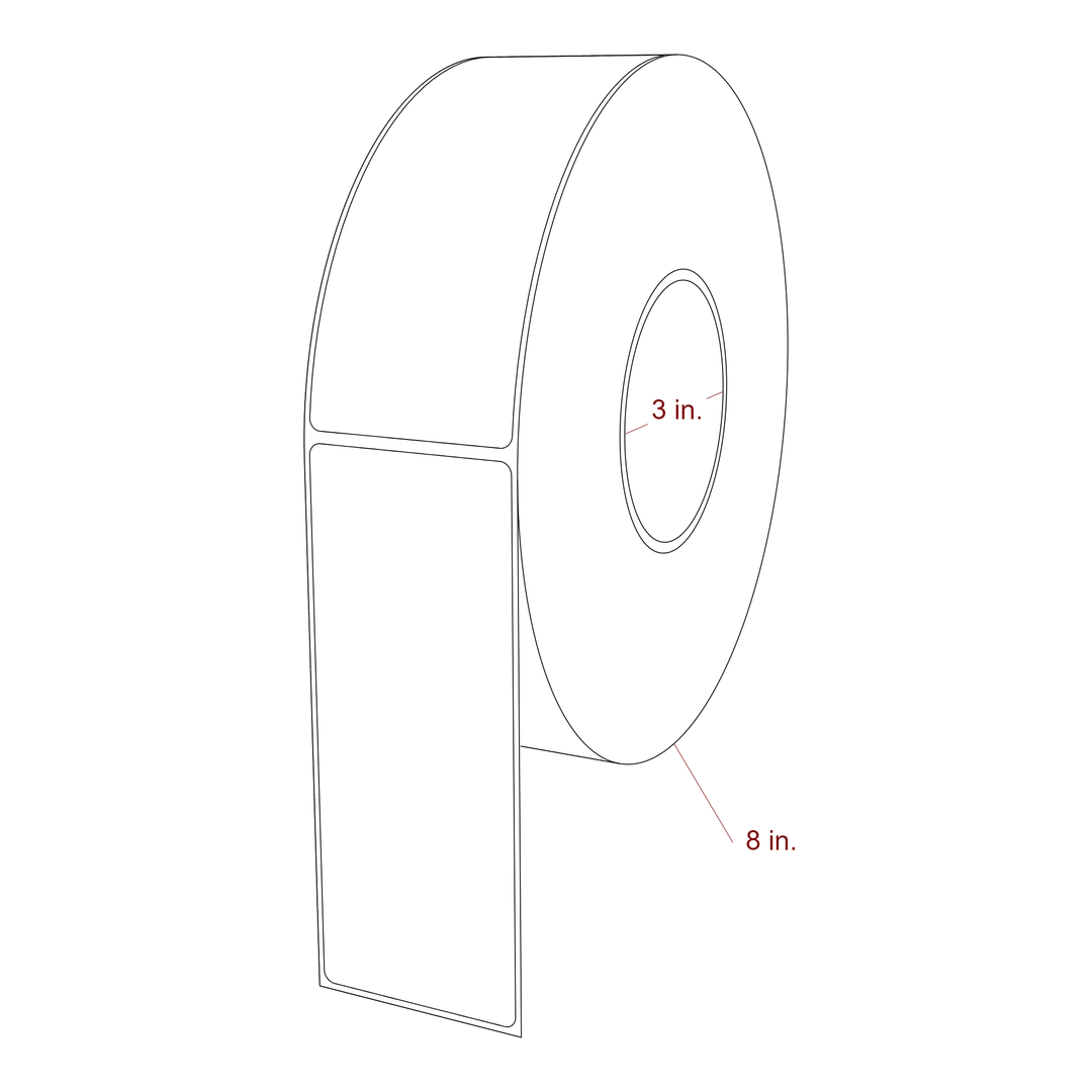 2.25 Inch x 5.75 Inch Rectangle Inkjet Label Roll - 3 Inch Core - 8 Inch Roll OD - 3D Perspective