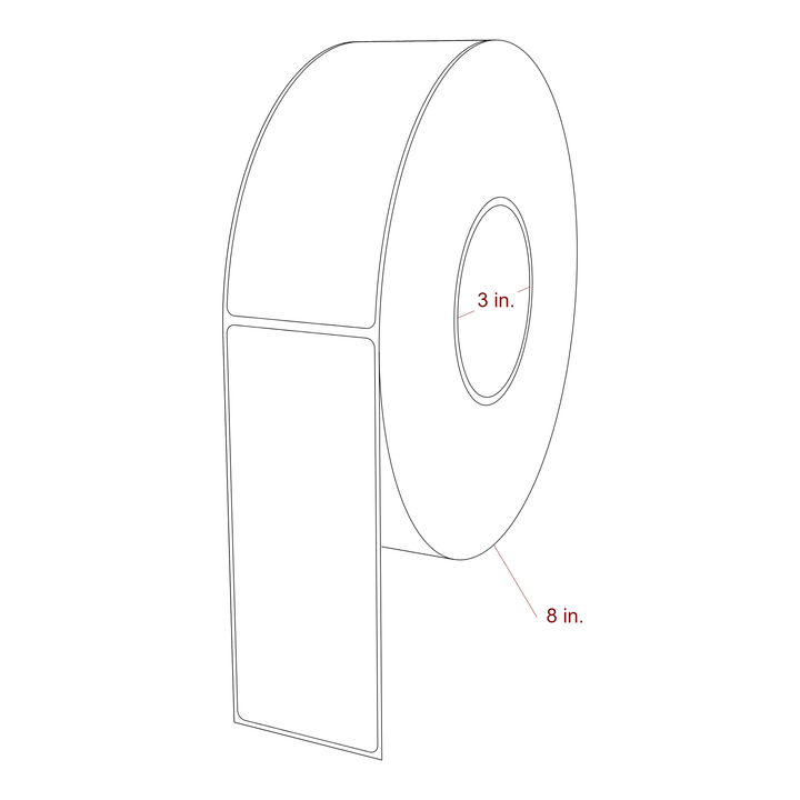 2.25 Inch x 5.75 Inch Rectangle Inkjet Label Roll - 3 Inch Core - 8 Inch Roll OD - 3D Perspective