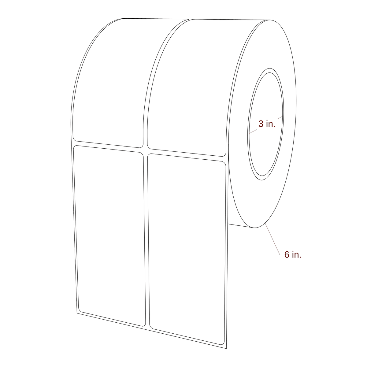 2.25" x 5" Rectangle Roll for Epson ColorWorks, VIPColor & Primera Printers; 2.25" x 5" Rectangle Label Diagram