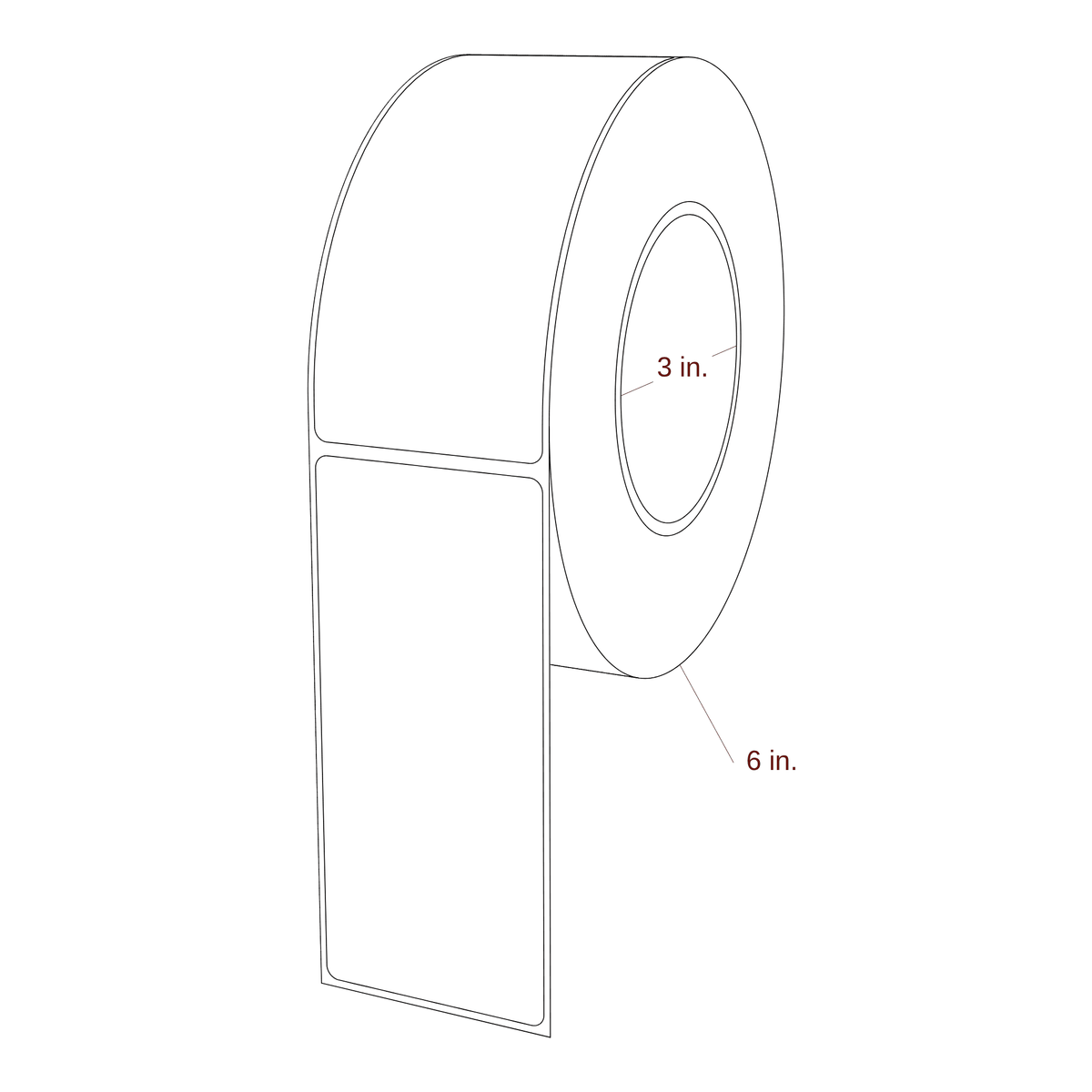 2.25" x 5" Rectangle Roll for Epson ColorWorks, VIPColor & Primera Printers; 2.25" x 5" Rectangle Label Diagram