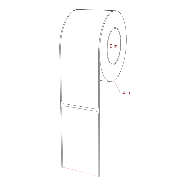 2.25 Inch x 6.25 Inch Rectangle Inkjet Label Roll - 2 Inch Core - 4 Inch Roll OD - 3D Perspective