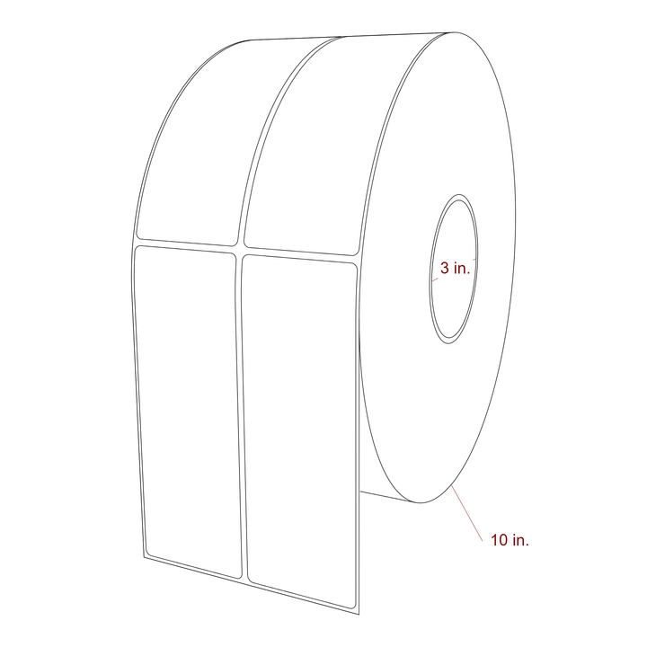 2.25 Inch x 6.25 Inch Rectangle Inkjet Label Roll - 3 Inch Core - 10 Inch Roll OD - 2Up - 3D Perspective