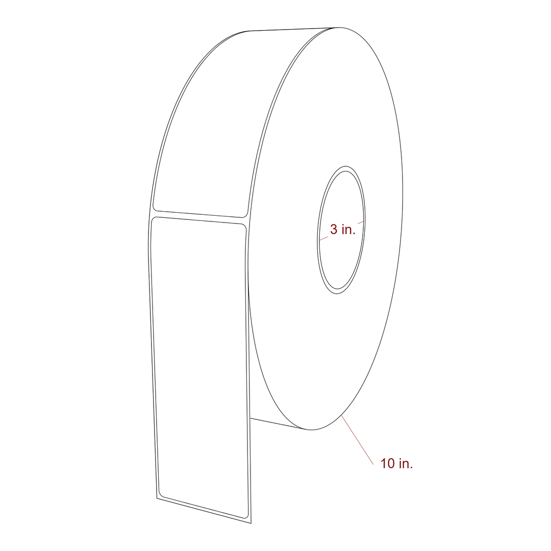 2.25 Inch x 6.25 Inch Rectangle Inkjet Label Roll - 3 Inch Core - 10 Inch Roll OD - 3D Perspective