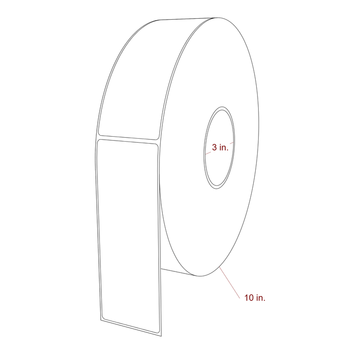 2.25 Inch x 6.25 Inch Rectangle Inkjet Label Roll - 3 Inch Core - 10 Inch Roll OD - 3D Perspective