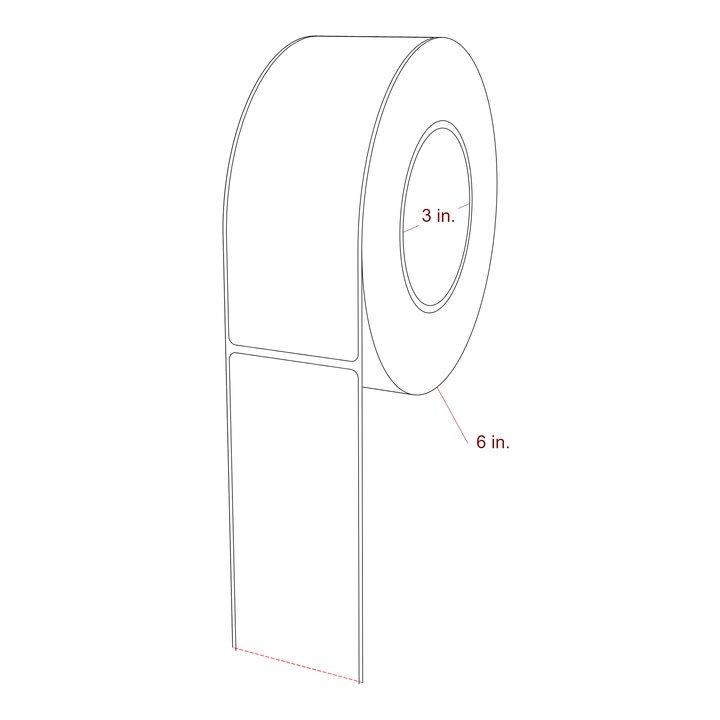 2.25 Inch x 6.375 Inch Rectangle Inkjet Label Roll - 3 Inch Core - 6 Inch Roll OD - 3D Perspective