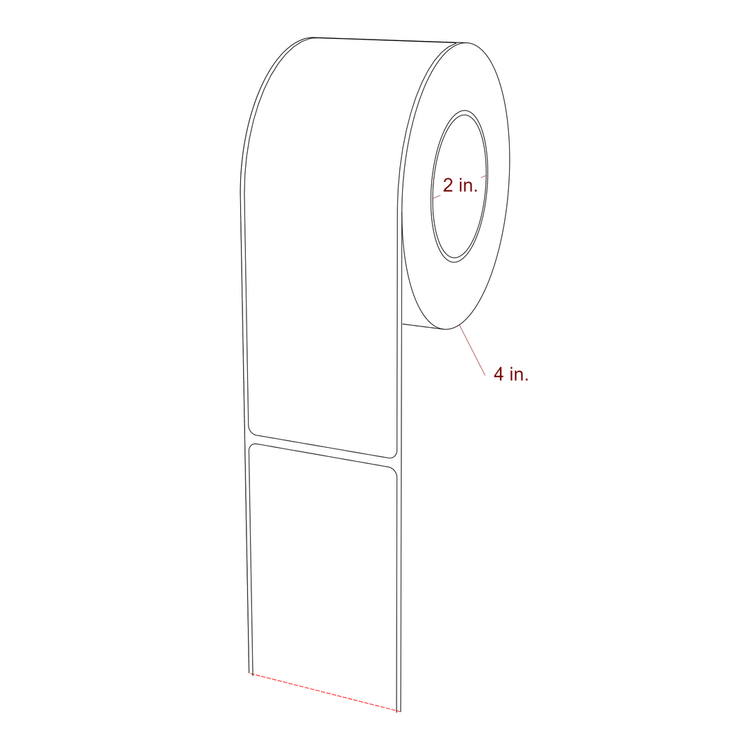 2.25 Inch x 6.5 Inch Rectangle Inkjet Label Roll - 2 Inch Core - 4 Inch Roll OD - 3D Perspective