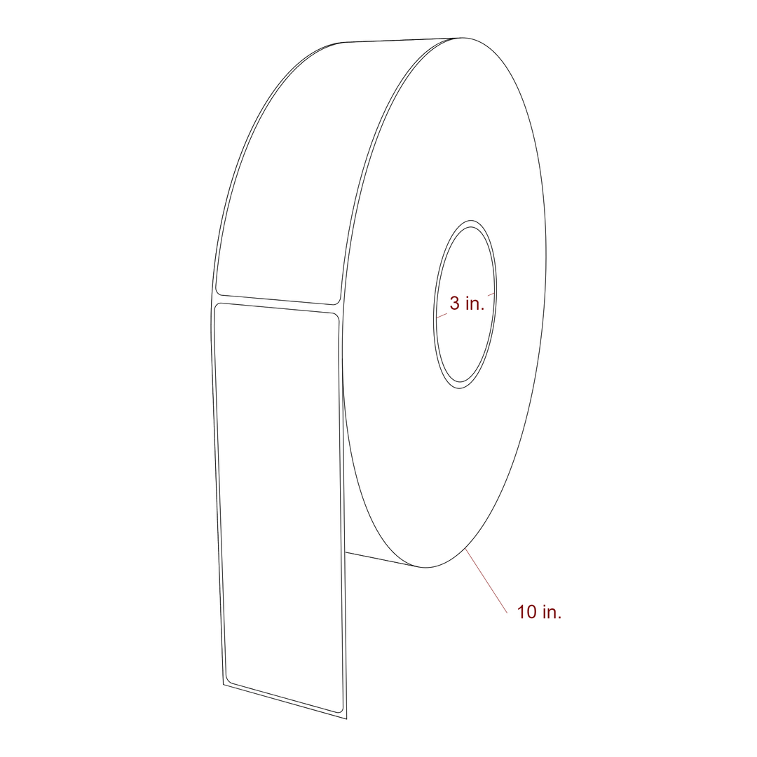 2.25 Inch x 6.5 Inch Rectangle Inkjet Label Roll - 3 Inch Core - 10 Inch Roll OD - 3D Perspective