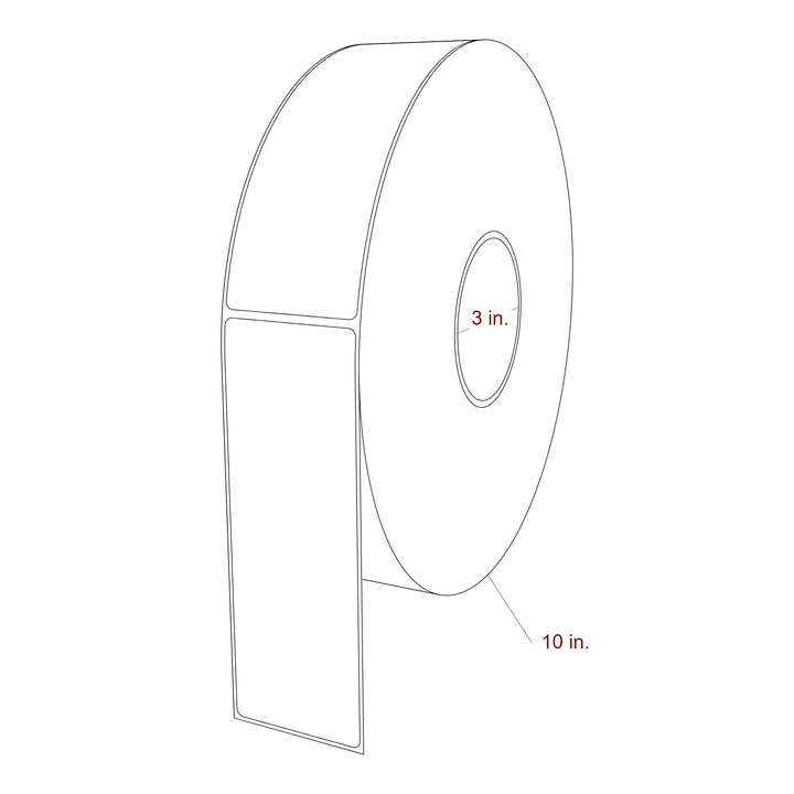 2.25 Inch x 6.5 Inch Rectangle Inkjet Label Roll - 3 Inch Core - 10 Inch Roll OD - 3D Perspective
