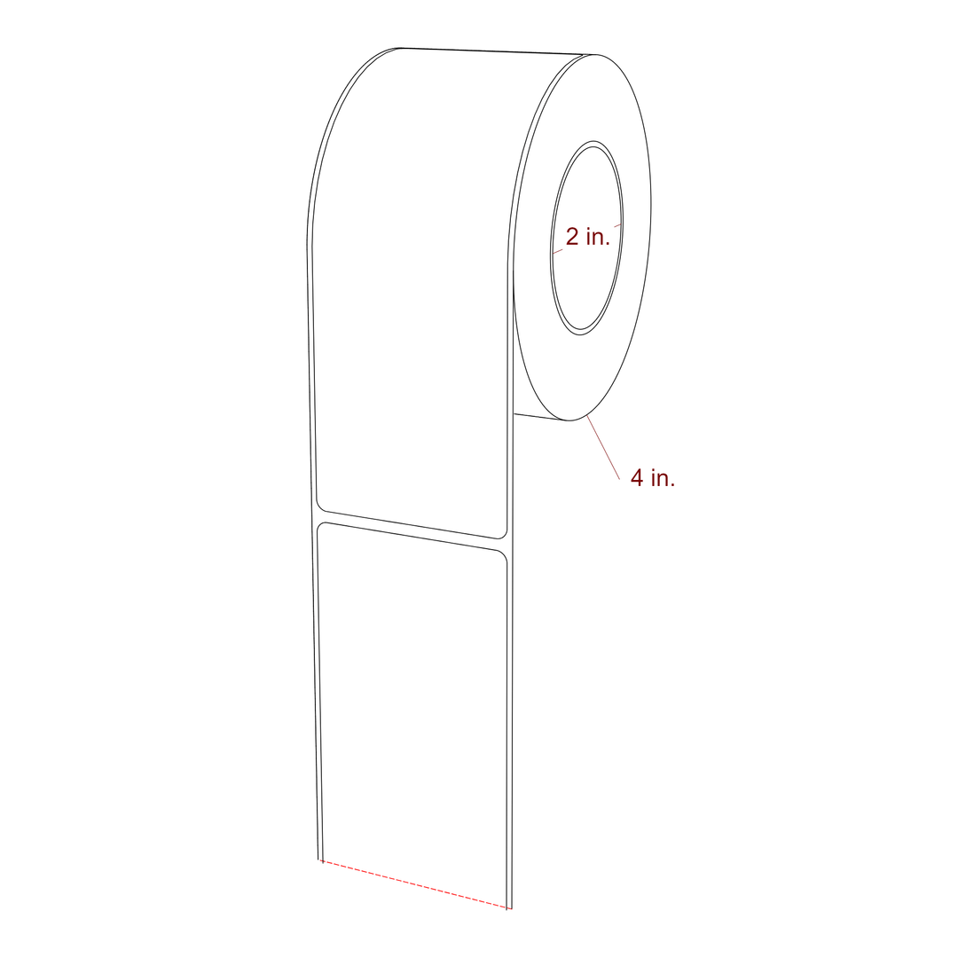 2.25 Inch x 6 Inch Rectangle Inkjet Label Roll - 2 Inch Core - 4 Inch Roll OD - 3D Perspective