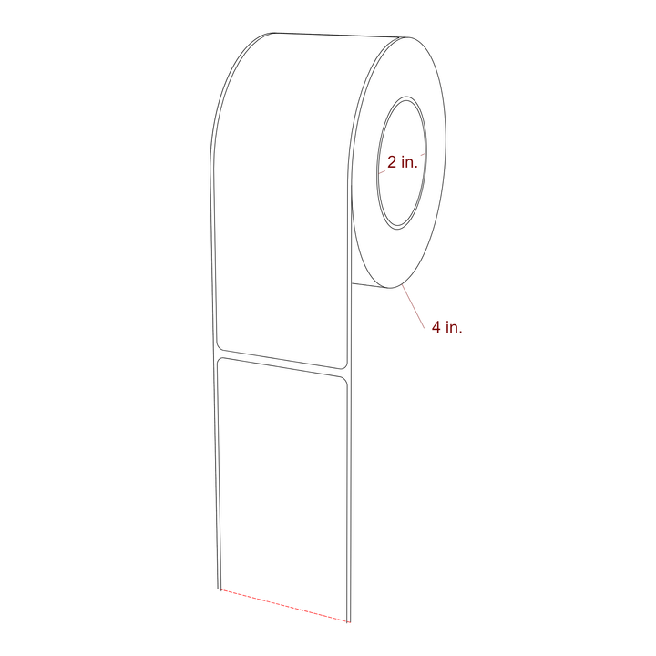 2.25 Inch x 6 Inch Rectangle Inkjet Label Roll - 2 Inch Core - 4 Inch Roll OD - 3D Perspective