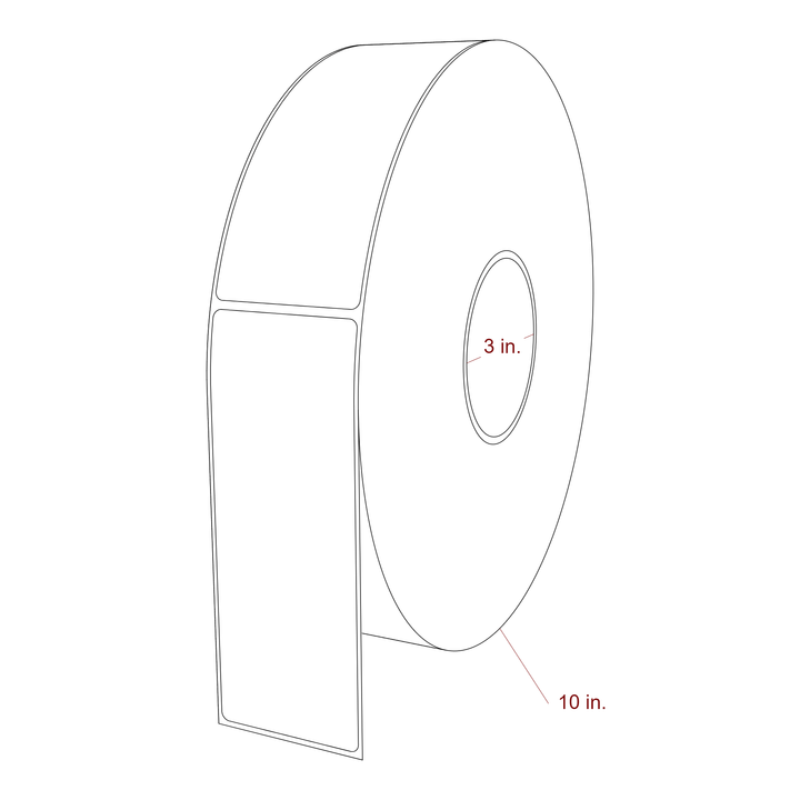 2.25 Inch x 6 Inch Rectangle Inkjet Label Roll - 3 Inch Core - 10 Inch Roll OD - 3D Perspective