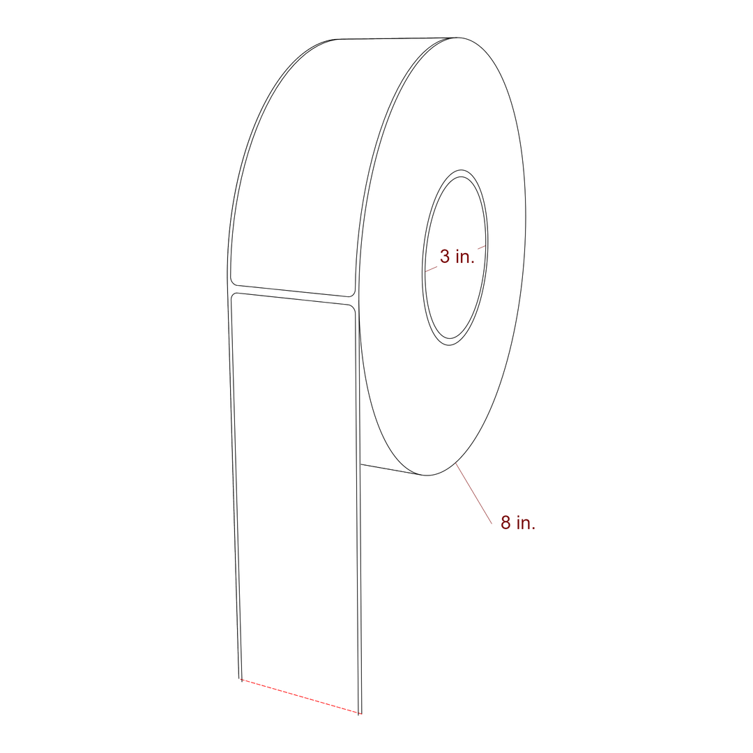 2.25 Inch x 6 Inch Rectangle Inkjet Label Roll - 3 Inch Core - 8 Inch Roll OD - 3D Perspective
