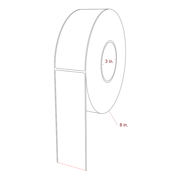 2.25 Inch x 6 Inch Rectangle Inkjet Label Roll - 3 Inch Core - 8 Inch Roll OD - 3D Perspective
