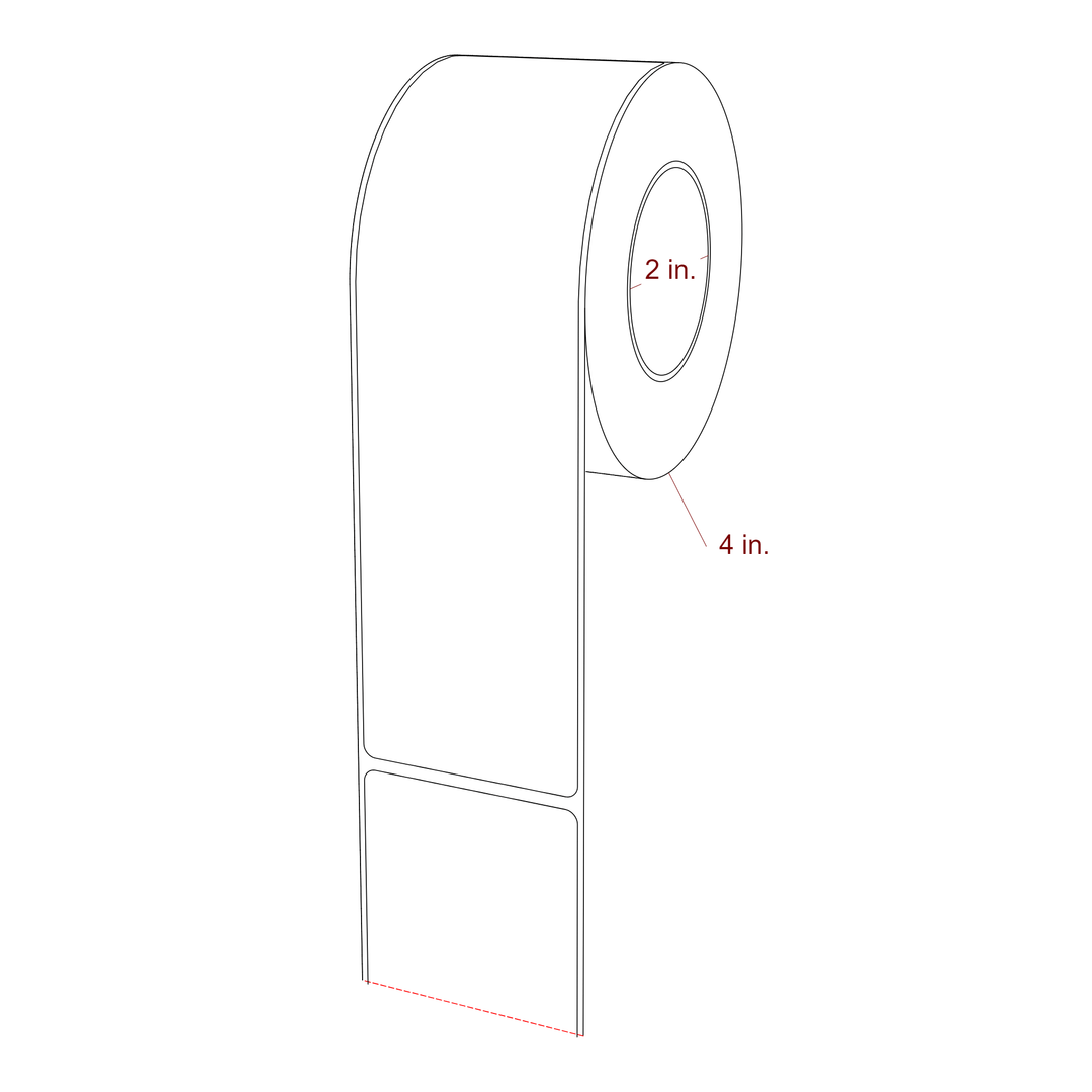 2.25 Inch x 7.75 Inch Rectangle Inkjet Label Roll - 2 Inch Core - 4 Inch Roll OD - 3D Perspective