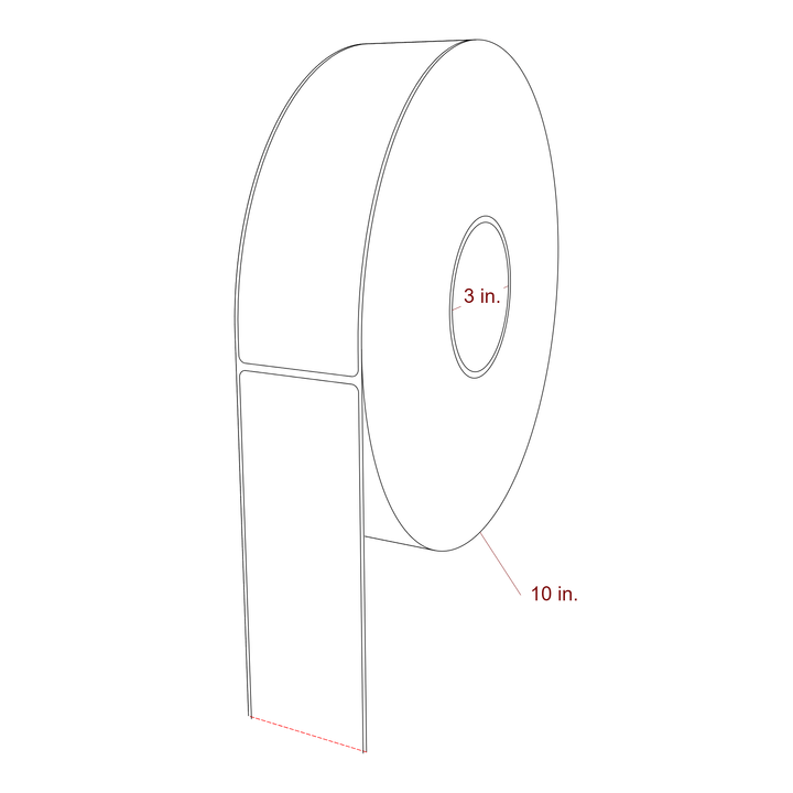 2.25 Inch x 7.75 Inch Rectangle Inkjet Label Roll - 3 Inch Core - 10 Inch Roll OD - 3D Perspective