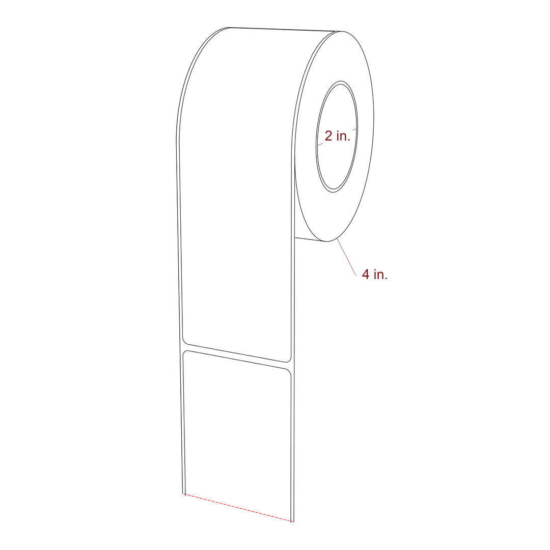 2.25 Inch x 7 Inch Rectangle Inkjet Label Roll - 2 Inch Core - 4 Inch Roll OD - 3D Perspective