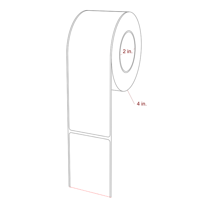 2.25 Inch x 7 Inch Rectangle Inkjet Label Roll - 2 Inch Core - 4 Inch Roll OD - 3D Perspective